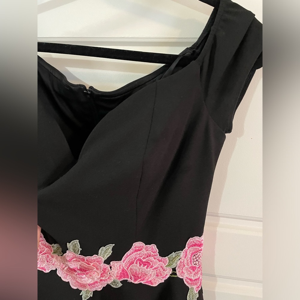 B DARLIN BlackDress Clasic Junior A-Line Off Shoulder Sweetheart Neckline Sz9/10 - Picture 4 of 13